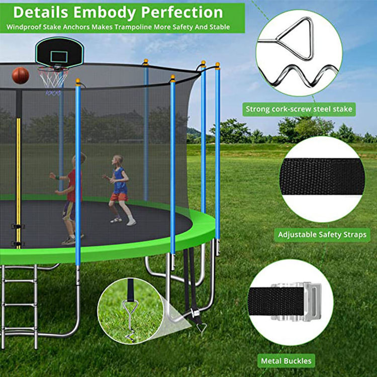 High sales Manufacturer child trampolines for adults with enclosures round 10ft trampoline outdoor with safety net