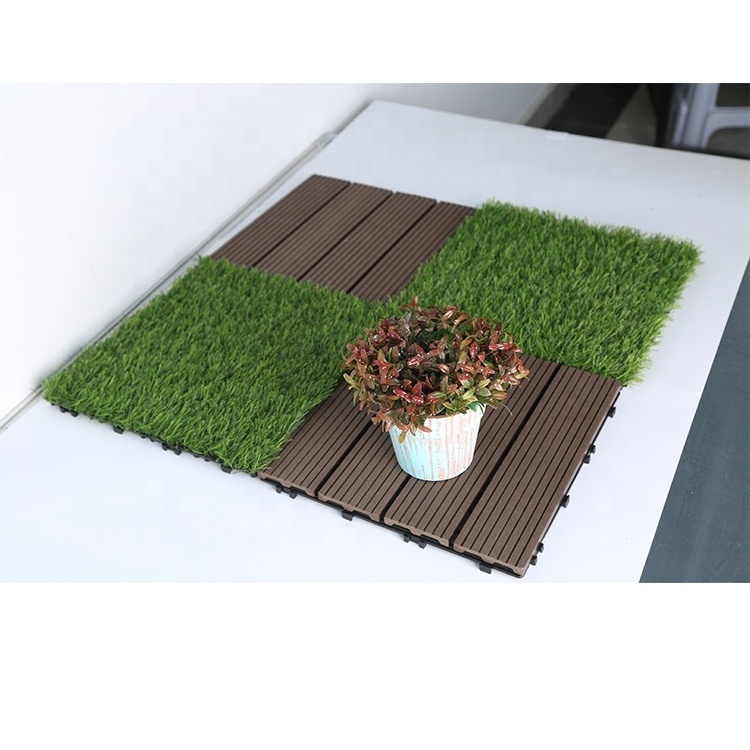 Real Looking Rumput Sintetis Bathroom Deco Outdoor Garden DIY Turf Tile Artificial Grass