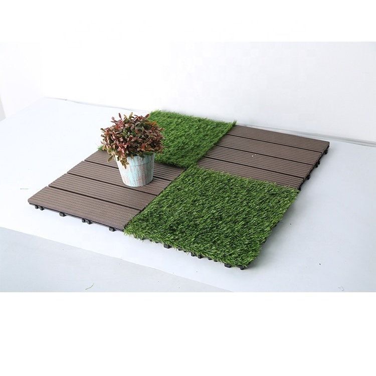 Real Looking Rumput Sintetis Bathroom Deco Outdoor Garden DIY Turf Tile Artificial Grass