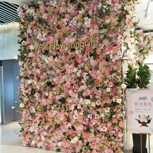 Popular New Arrival Pink White Artificial Rose Flower Hydrangea Flower Wedding Stage Backdrop Decoration 40cmx60cm