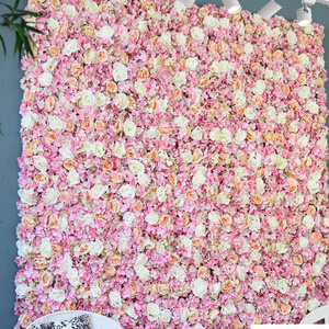 Decoration Artificial Rose Flower Wall 3D Effect Wedding Stage Pink Flower Wall Panel for Party Backdrop