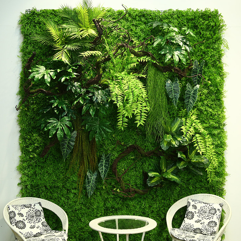 Indoor Decor 3D Greenery Vertical Wall Plant System Fake Green Leaves Plastic Hanging Foliage Artificial Plants Wall Panel