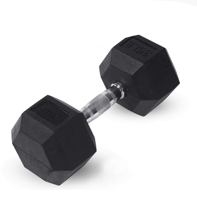 MKAS Weights Fixed Rubber Coated Cheap 50Kg Hex Hexagonal Dumbbell 5Kg Kg Lbs Set 50Kg Chromed Gym Rubber Hex Dumbbells