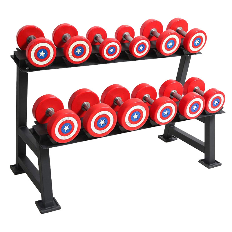 MKAS Weight Rack for Dumbbells for Home Gym 2 Tier Rubber Coated Round Dumbbell Rack Stand