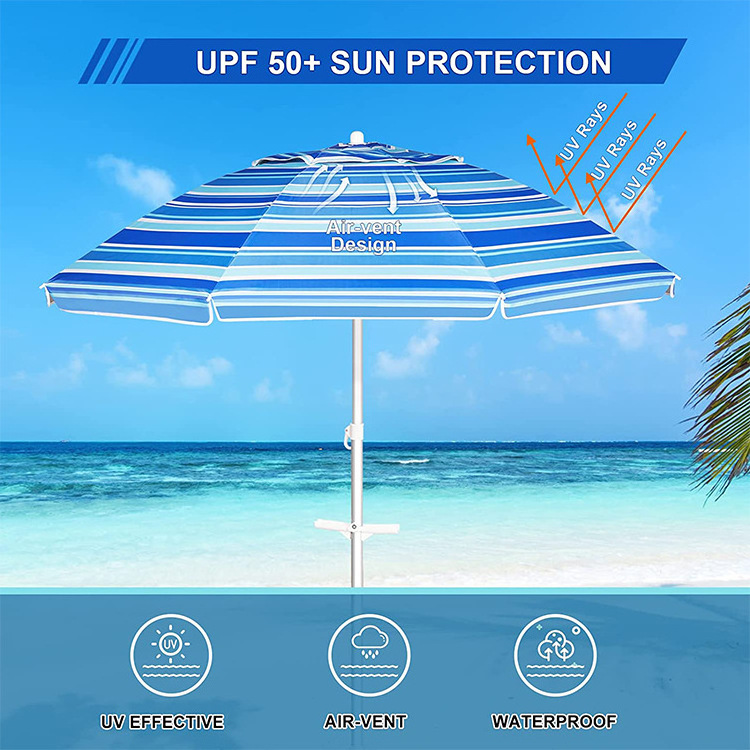 MKAS Custom Design Foldable Sun Umbrella Outdoor Beach Umbrella