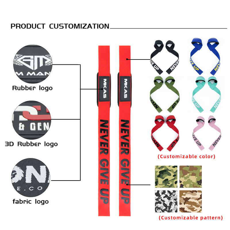 MKAS Custom Logo Weight lifting Wrist Protection Bodybuilding Training Gym Weight lifting Wrist Straps