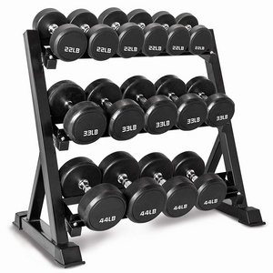 MKAS 3 Tier Stand Gym Equipment Fitness Weight Dumbbell Weight Rack for Dumbbells for Home Gym 3 Tier Hex Dumbbell Rack Stand