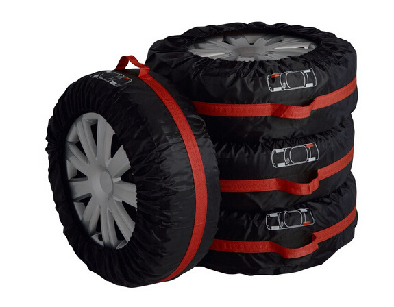 high quality  red laberl tire cover dustproof and easy to carry car tire storage bag