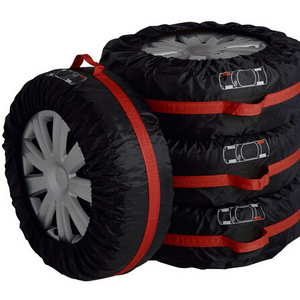 high quality  red laberl tire cover dustproof and easy to carry car tire storage bag