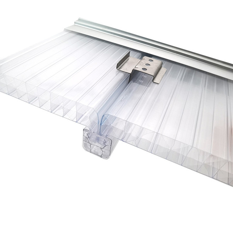 Multi-layer Architectural roofing Waterproof 16mm clear PC U lock hollow plastic board with UV coating