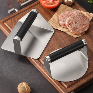 Hot Selling hamburger meat presser square round meat pressing handle mold stainless steel 5.5 Inch Round Burger Smasher