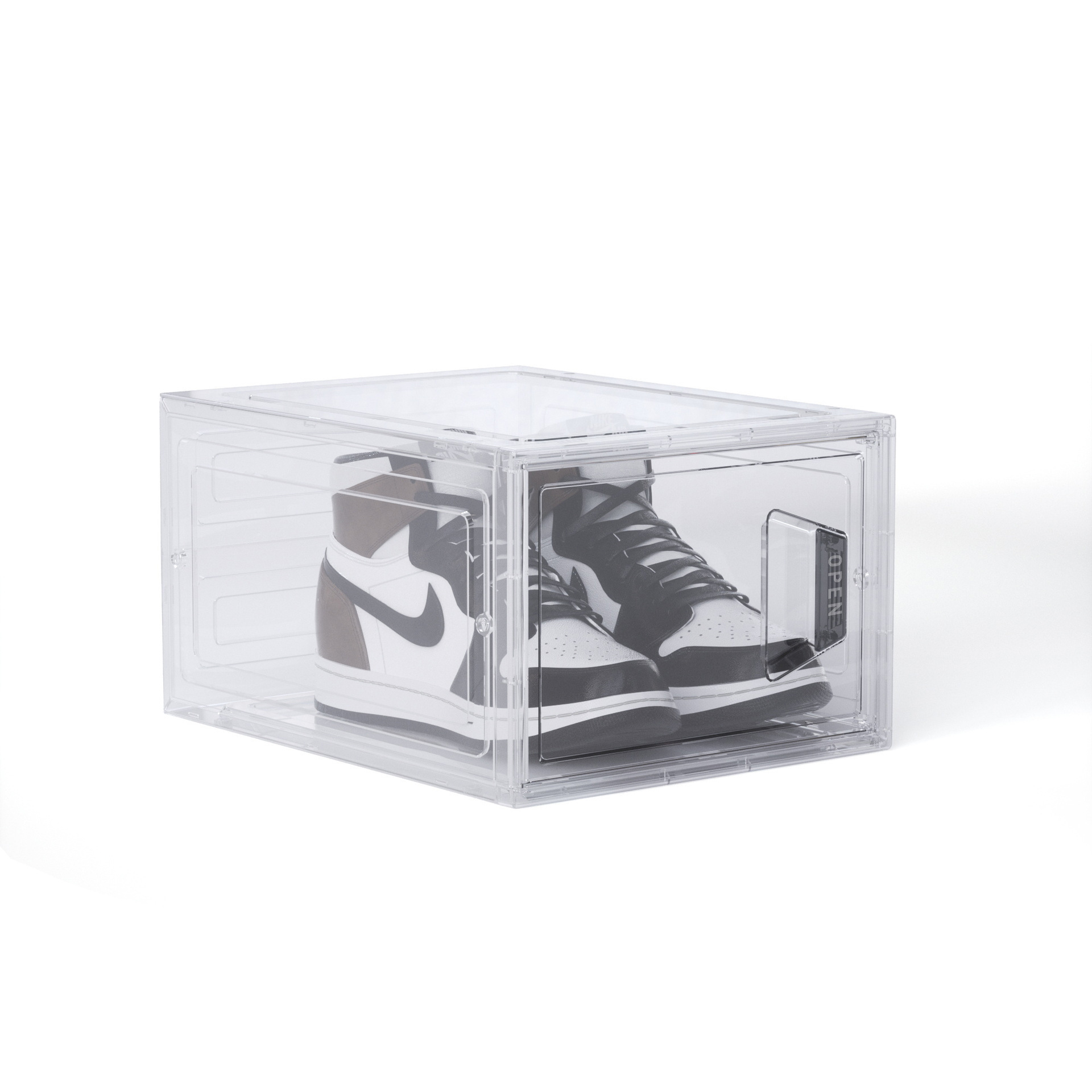 Plastic clear shoe box drop front sneaker box transparent acrylic drop side shoe storage Stackable Organizer magnetic