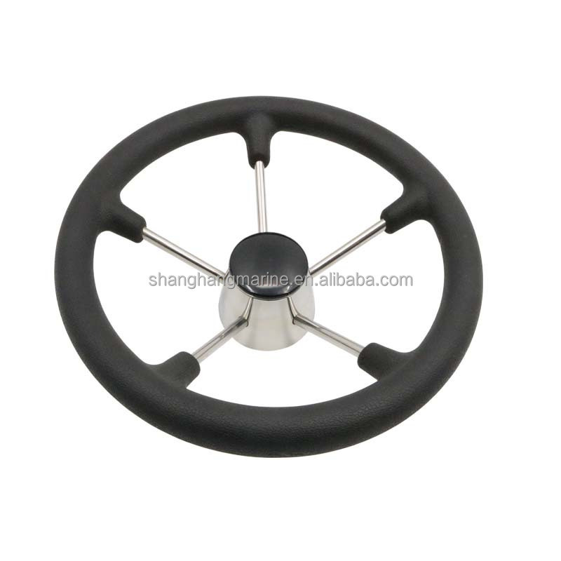 Shanghang Stainless Steel Casting Marine Ship Hardware Accessories 5 Spoke Black Foam Steering Wheel