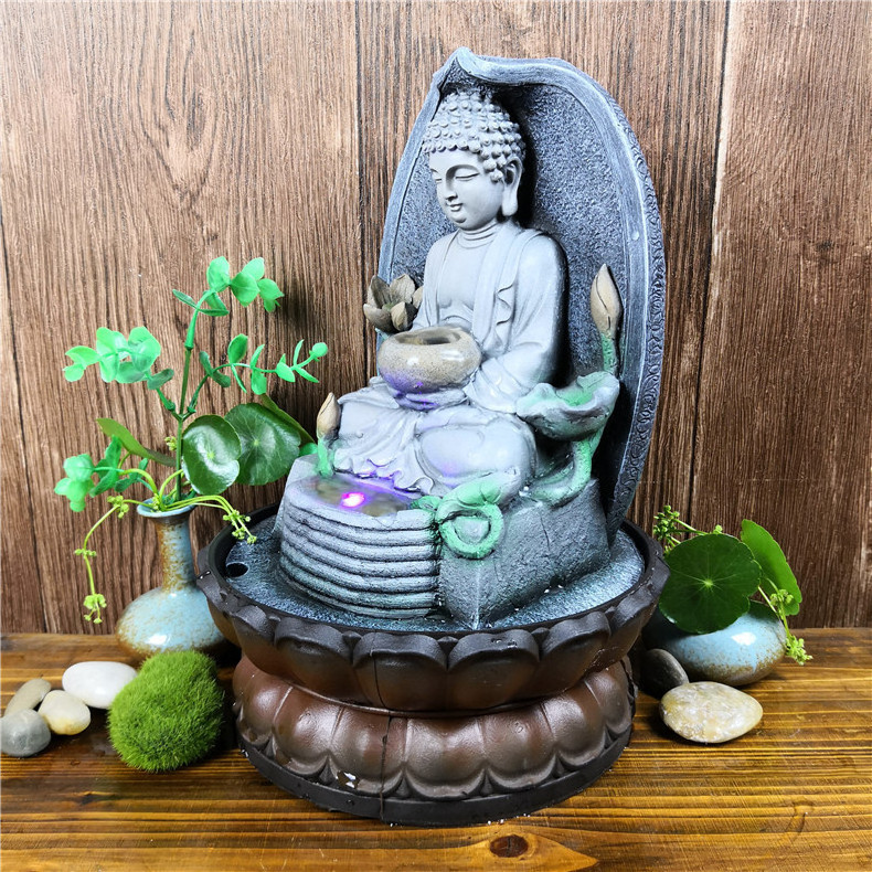 Mini Pump Buddha Mold Lighting Indoor Water Fountain