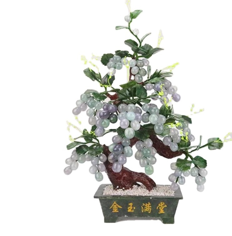 Jade and stone ornaments grape tree plate scenery wealth attraction home decoration crafts