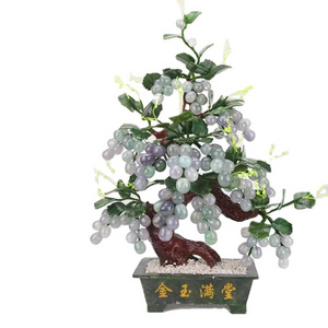 Jade and stone ornaments grape tree plate scenery wealth attraction home decoration crafts