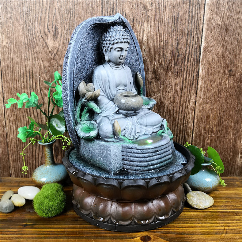 Mini Pump Buddha Mold Lighting Indoor Water Fountain