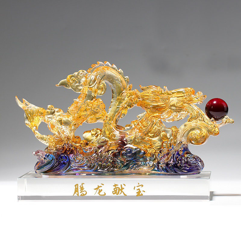 Liuli Dragon Decorative Articles Dragon Ascending Chinese Dragon Feng Shui  Decoration and Crafts Opening