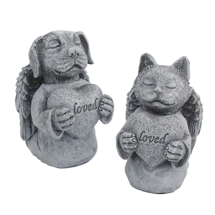 Wholesale Pet Resin Cat and  Dog Angel Pet Memorial Stones For Grave