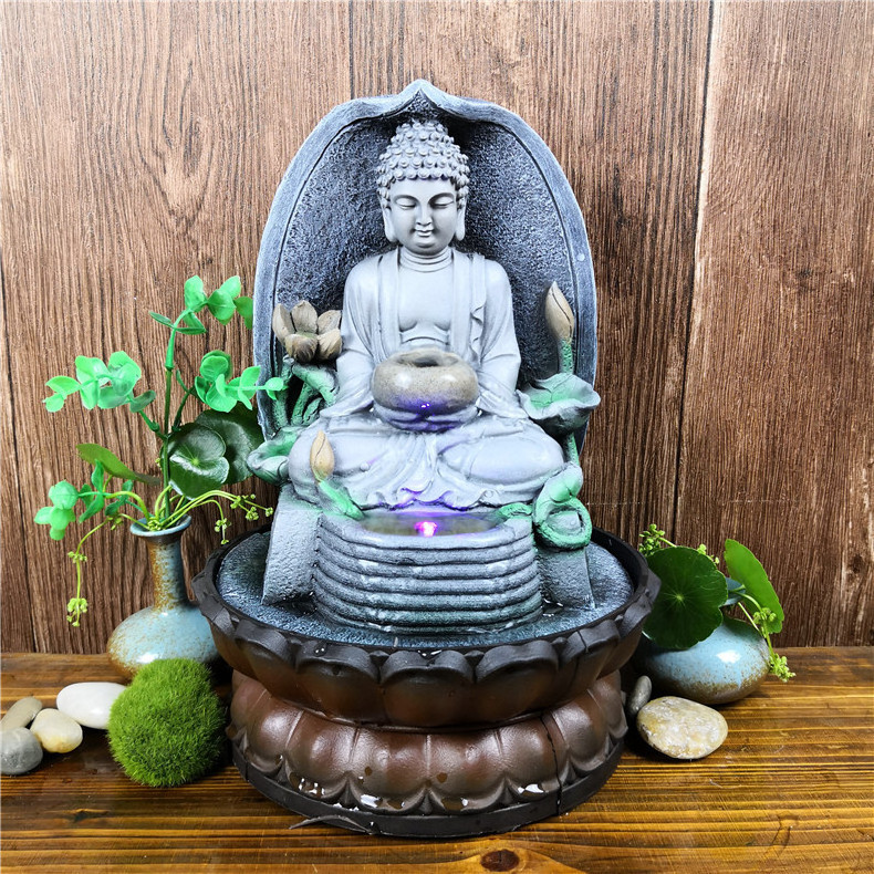 Mini Pump Buddha Mold Lighting Indoor Water Fountain