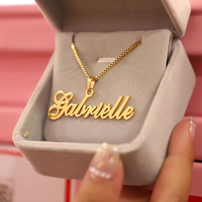 Shangjie OEM collares  18k gold plated necklace custom name letter stainless steel necklace