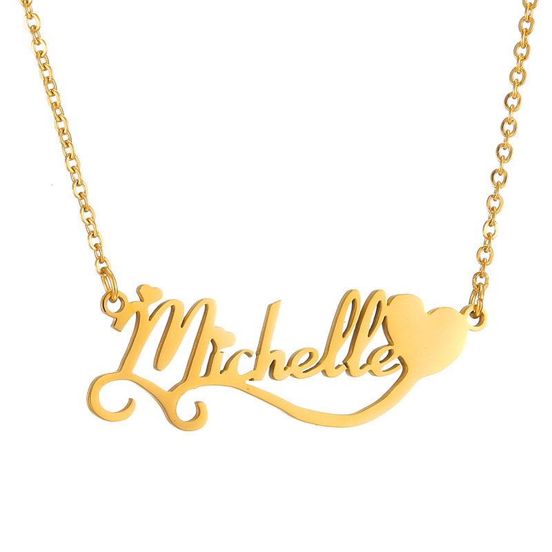 Shangjie OEM collares  18k gold plated necklace custom name letter stainless steel necklace