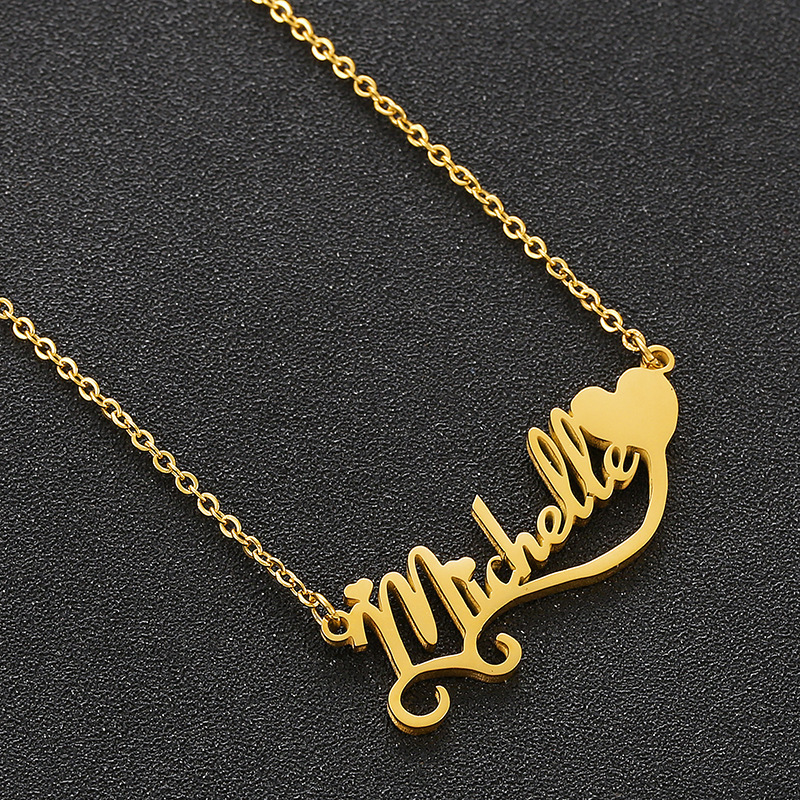 Shangjie OEM collares  18k gold plated necklace custom name letter stainless steel necklace