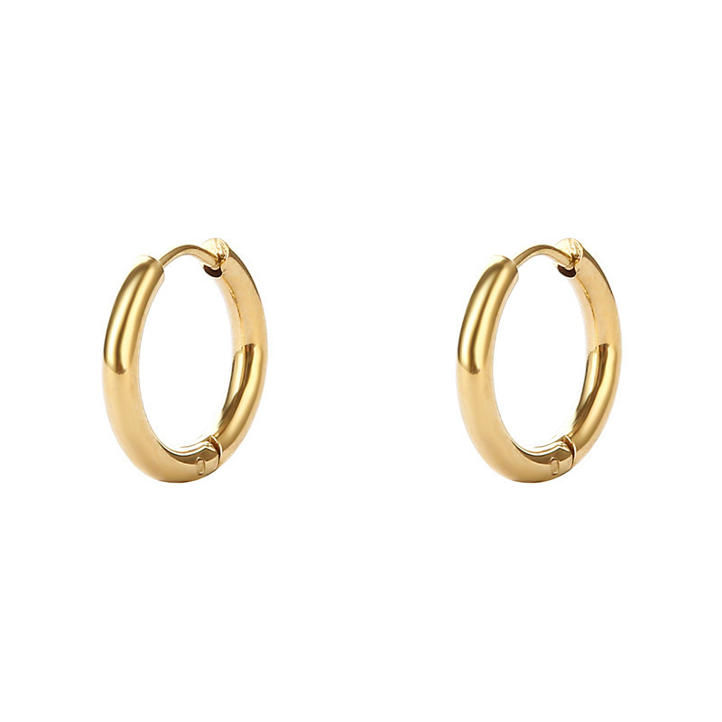 Lateefah 2024 Men and Women Jewelry High Quality 18K Gold Plated Smooth Stainless Steel Hoop Earrings