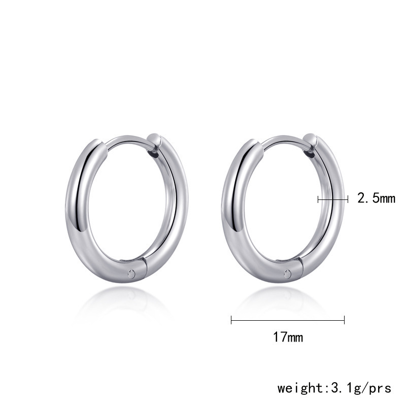 Lateefah 2024 Men and Women Jewelry High Quality 18K Gold Plated Smooth Stainless Steel Hoop Earrings