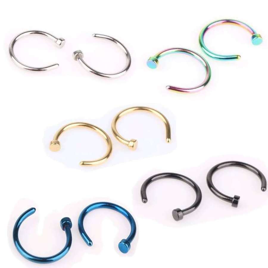 Lateefah 316L Stainless Steel Body Jewelry Piercing Nose Ring Hoop Gold Plated Nose Piercing