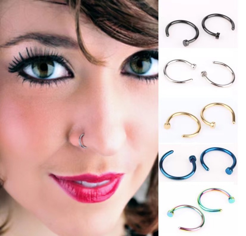 Lateefah 316L Stainless Steel Body Jewelry Piercing Nose Ring Hoop Gold Plated Nose Piercing