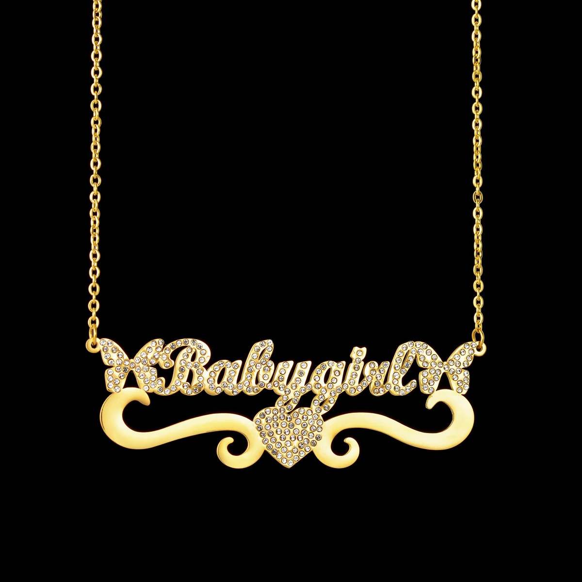 Custom Personalized Name Necklaces Cubic Zircon Letters Stainless Steel Necklace for Women