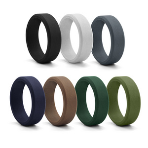 Wholesale Silicone ring Step Edge Wedding Band Breathable Sports Mens Rubber silicone ring