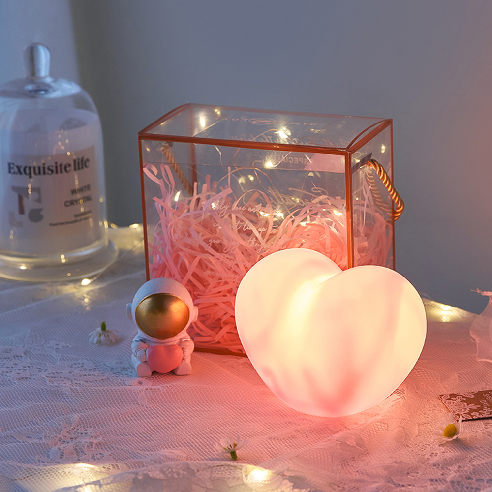 Modern children's bedroom decoration pvc plastic white luminous lamp love pink night light