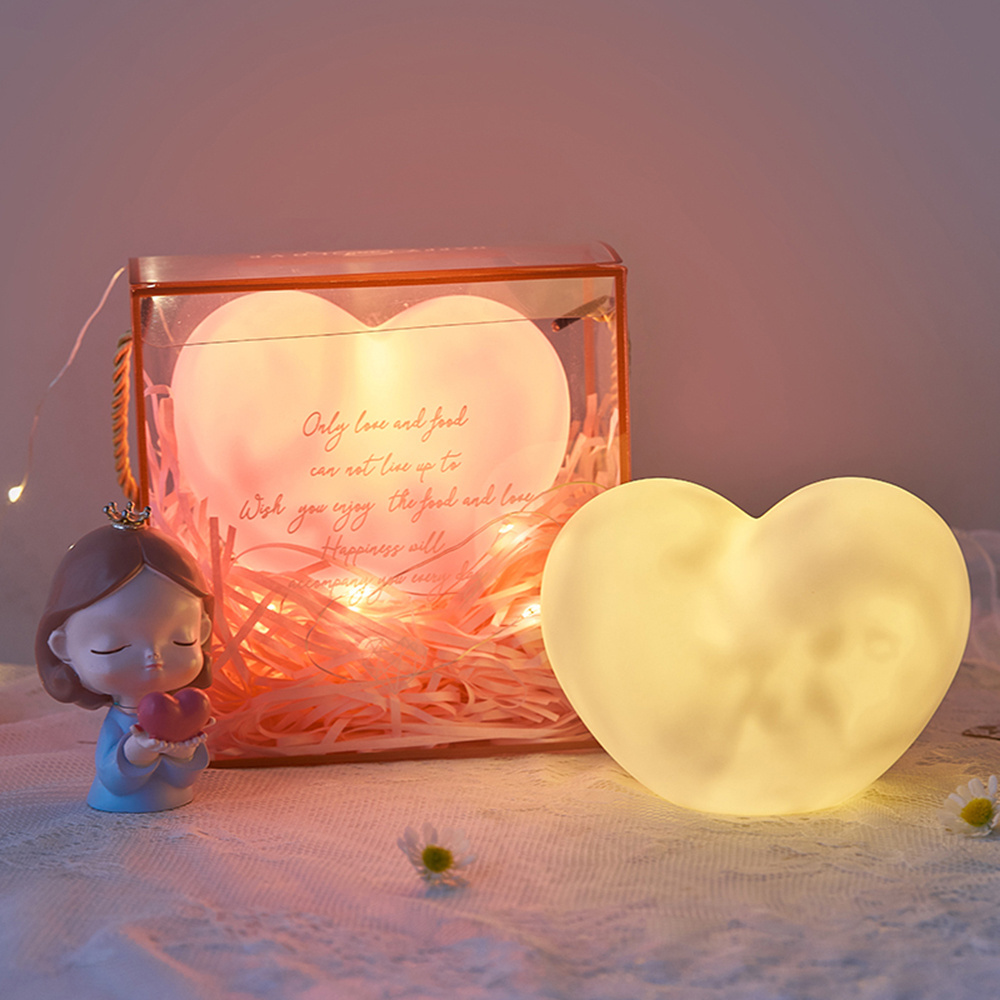 Modern children's bedroom decoration pvc plastic white luminous lamp love pink night light