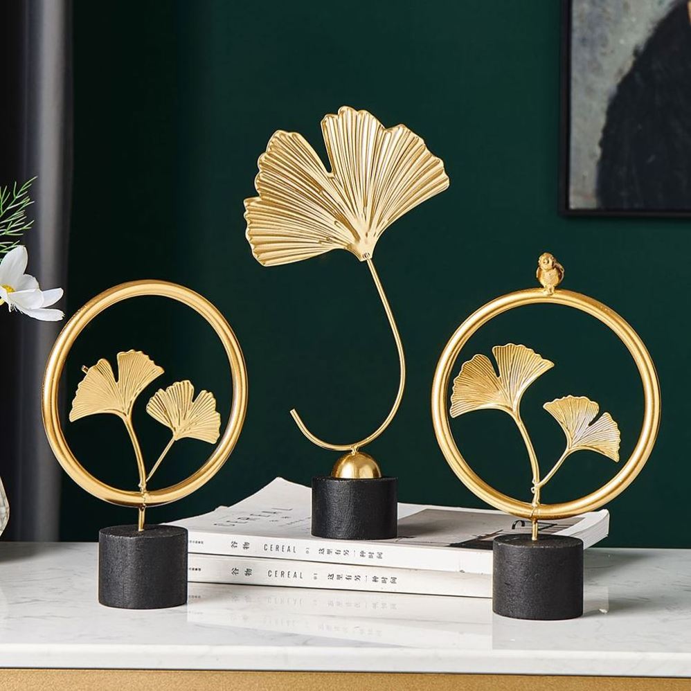 Gold Palm Leaves Modern Plant Ornament Bedroom Home Decoration Accessories for Living Room Gold Iron Shape Crafts Desktop Decor