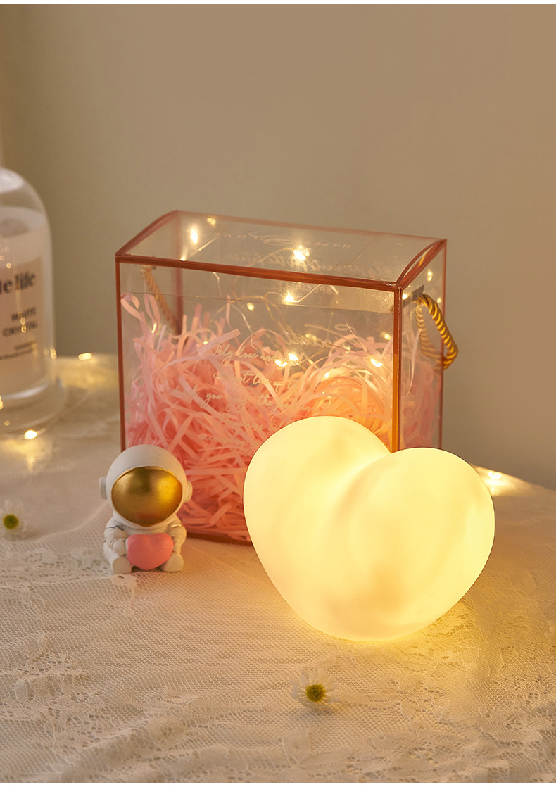 Modern children's bedroom decoration pvc plastic white luminous lamp love pink night light