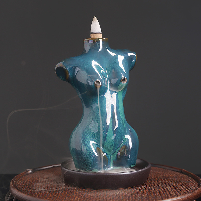 Home Accessories Aesthetic Female Body Art Censer Lving Room Decoration Table Ornaments Backflow Incense Burners Office Decor