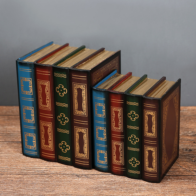 Nordic Style Retro Storage Props Fake Books Office Decorations Modern Decorative Ornaments Sample Rooms Simulation Books, wooden