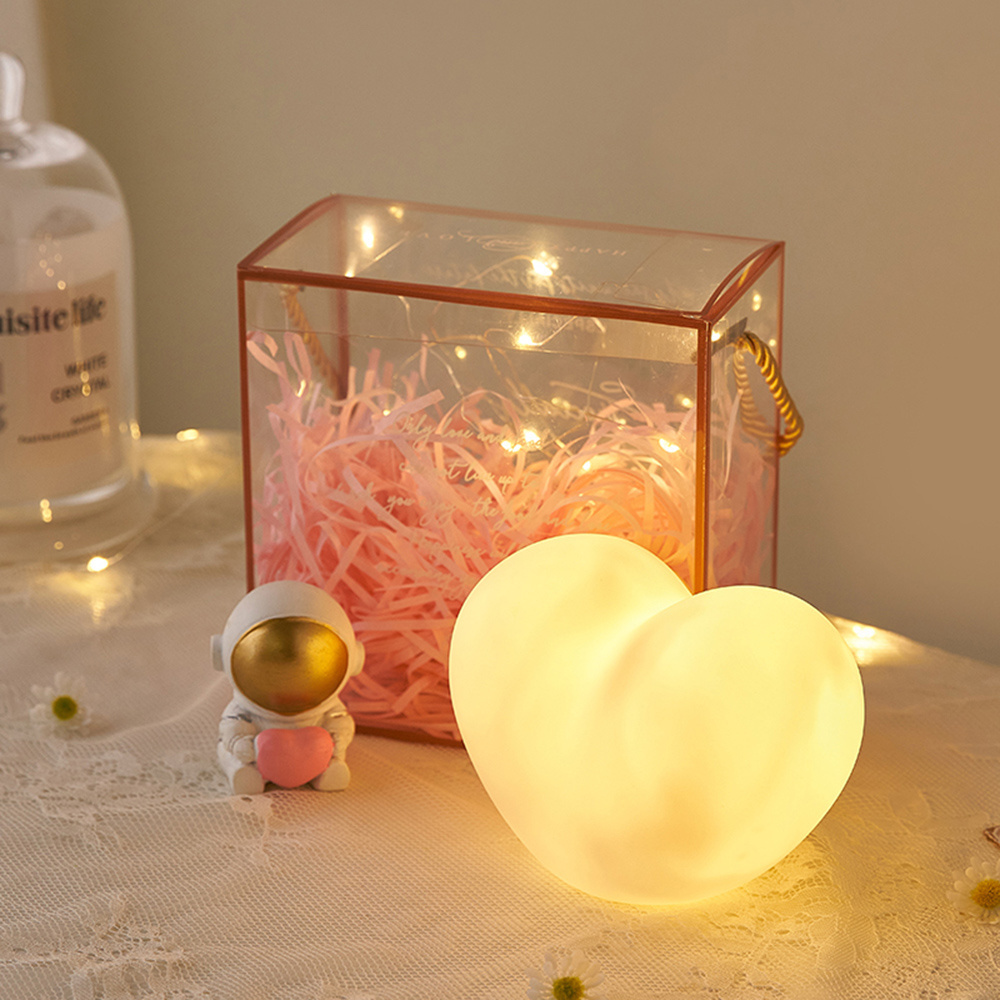 Modern children's bedroom decoration pvc plastic white luminous lamp love pink night light