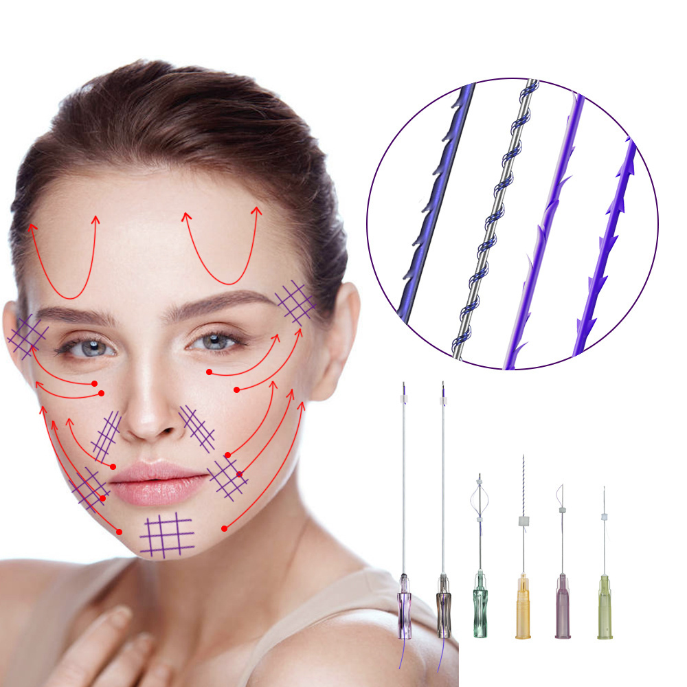 W Blunt 18g 120mm Face Breast Lift Pdo Beauty Collagen Hilos Bidirectional Cog 6D PDO Thread For Skin Care