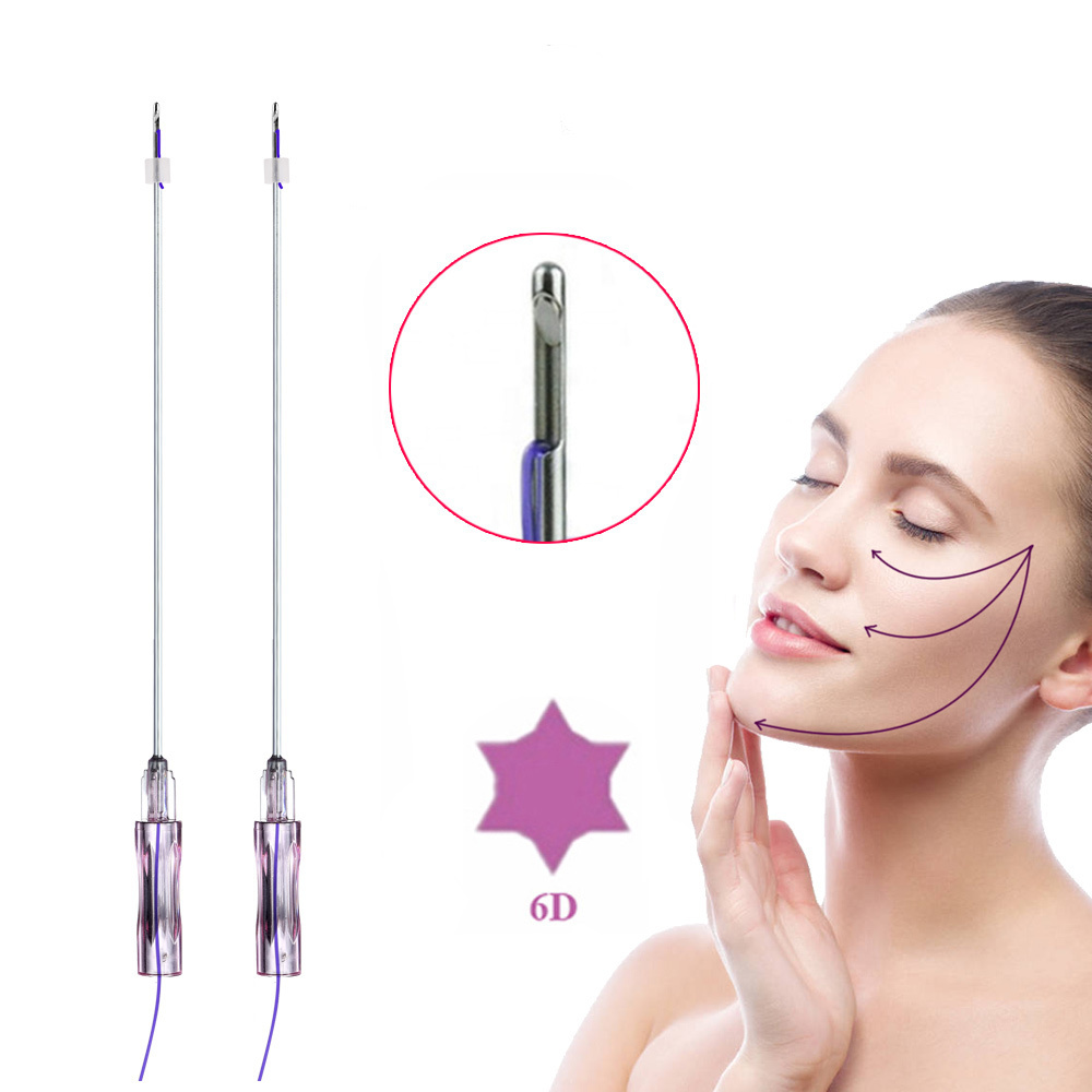 W Blunt 18g 120mm Face Breast Lift Pdo Beauty Collagen Hilos Bidirectional Cog 6D PDO Thread For Skin Care