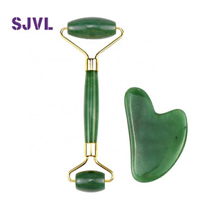 Pink Green Milk Purple Nature Stone Jade Roller And Gua Sha,Skin Booster Care Face Massage Jade Roller And Gua Sha