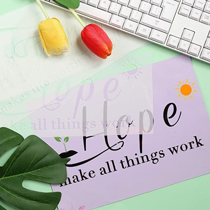 Inspirational Words Saying Stencil Templates and Vinyl Wall Quotes Stickers Set.