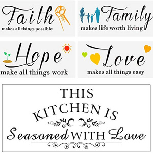 Inspirational Words Saying Stencil Templates and Vinyl Wall Quotes Stickers Set.