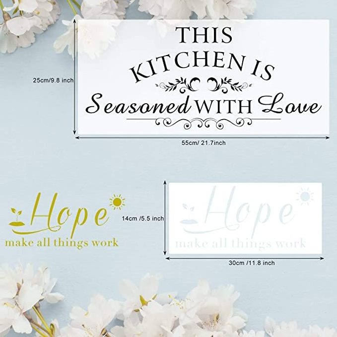 Inspirational Words Saying Stencil Templates and Vinyl Wall Quotes Stickers Set.