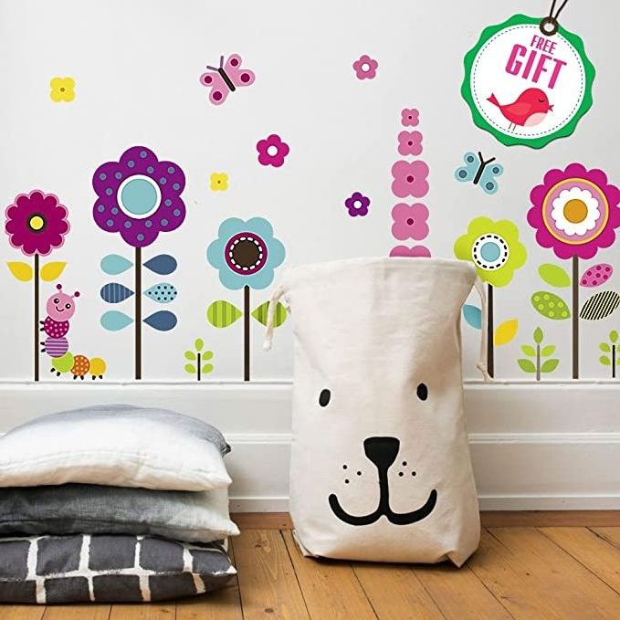 Flower Wall Stickers for Kids - Floral Garden Wall Decals for Girls Room - Removable Toddlers Bedroom Vinyl Nursery Wall decor [