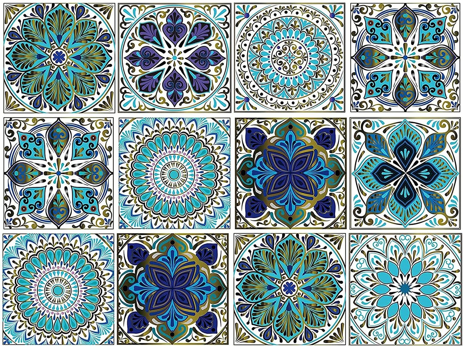 Mandala Style Tile Stickers Peel and Stick Self Adhesive Moroccan Tiles wall Backsplash Waterproof Kitchen Bathroom Furniture