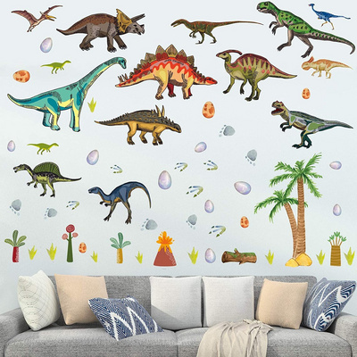 Dinosaur Wall Decals for Boys Room Watercolor Dinosaur Wall Stickers for kids Bedroom Large Dino Wall Decorations for Nursery