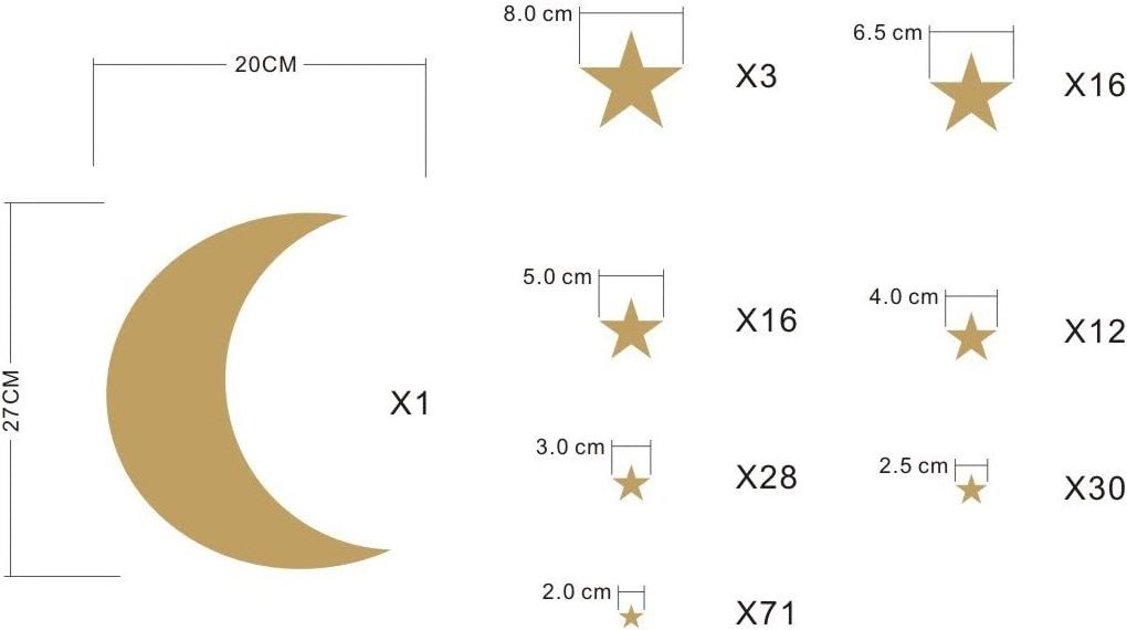 Moon and Stars Wall Decal Vinyl Sticker for Kids Boy Girls Baby Room Decoration Good Night Nursery Wall Decor Home House Bedroom